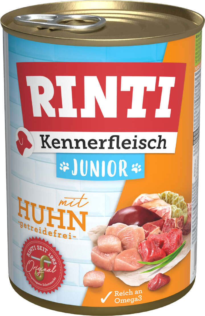 RINTI Hunde-Nassfutter Kennerfleisch Junior + Huhn